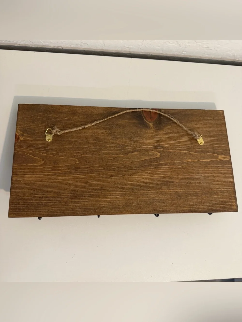 Rustic Blessed Wooden Wall Hook Rack - White Script on Brown